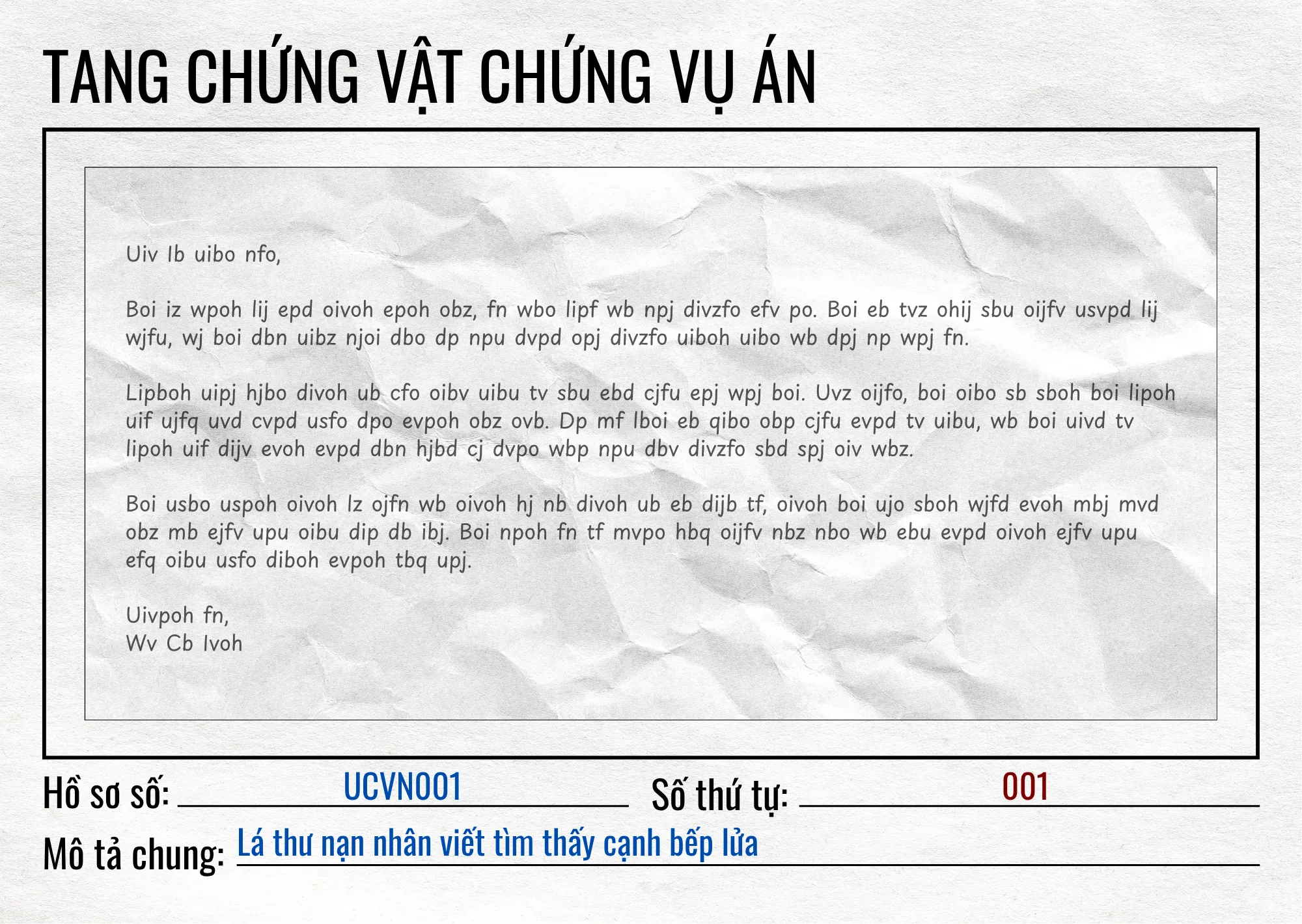 Lá thư viết bằng những dòng chữ đã bị mã hoá